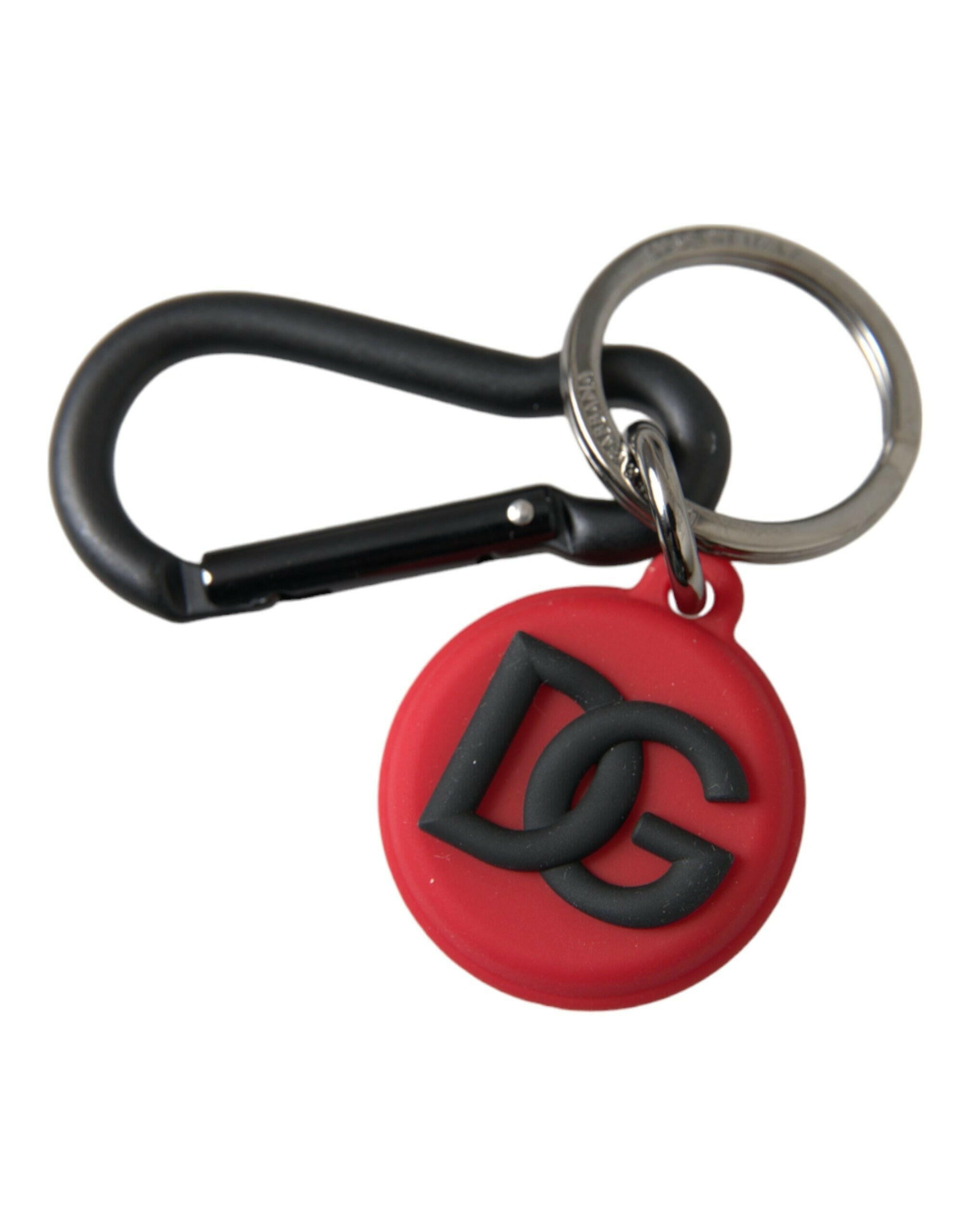 Dolce & Gabbana Red Rubber DG Logo Round Metal Brass Keyring Keychain -  Men´s Keychains -  Dolce & Gabbana.