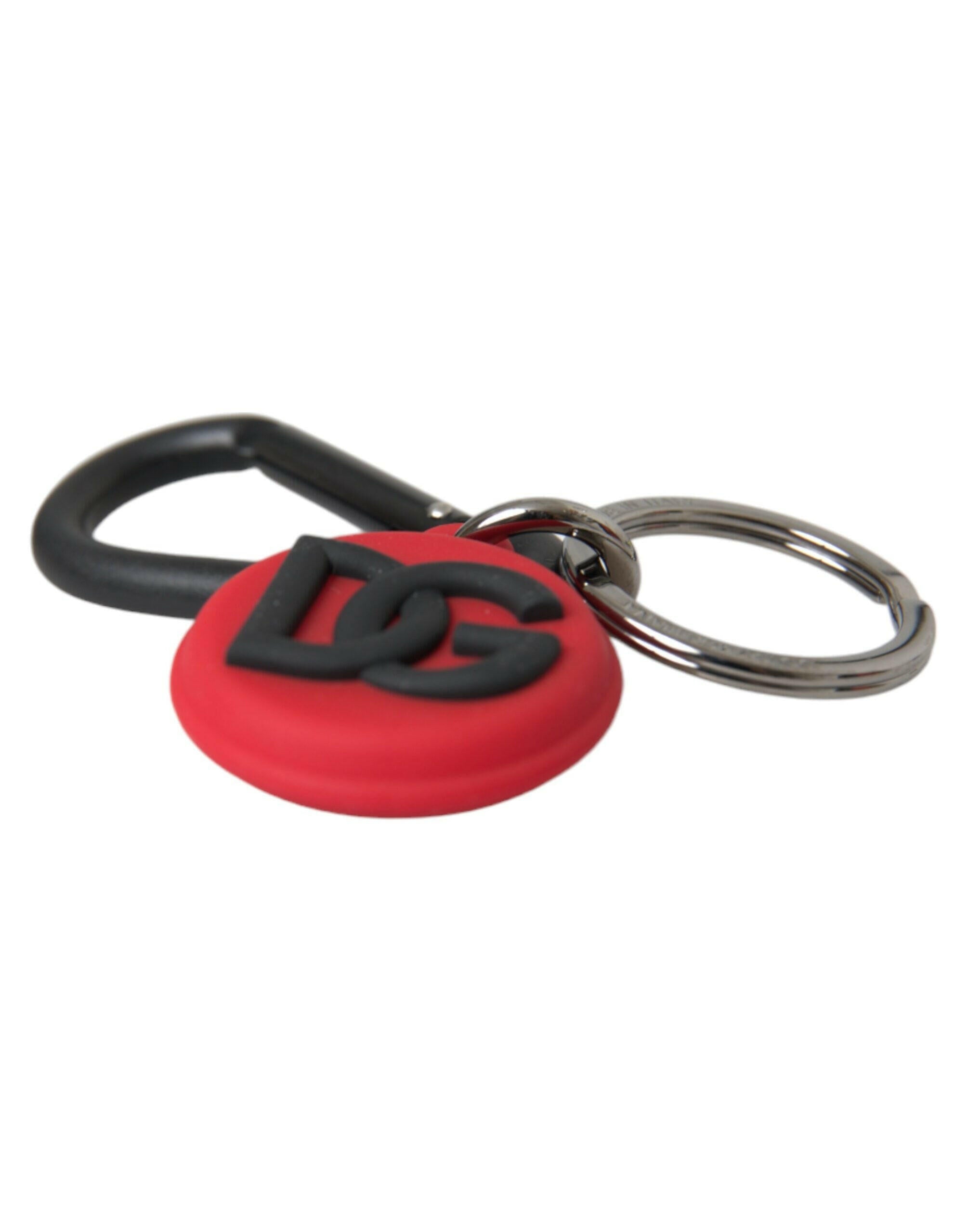Dolce & Gabbana Red Rubber DG Logo Round Metal Brass Keyring Keychain -  Men´s Keychains -  Dolce & Gabbana.