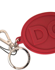 Dolce & Gabbana Red Rubber DG Logo Silver Brass Metal Keyring Keychain -  Men´s Keychains -  Dolce & Gabbana.