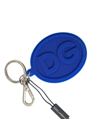 Dolce & Gabbana Blue Rubber DG Logo Silver Brass Metal Keyring Keychain -  Men´s Keychains -  Dolce & Gabbana.
