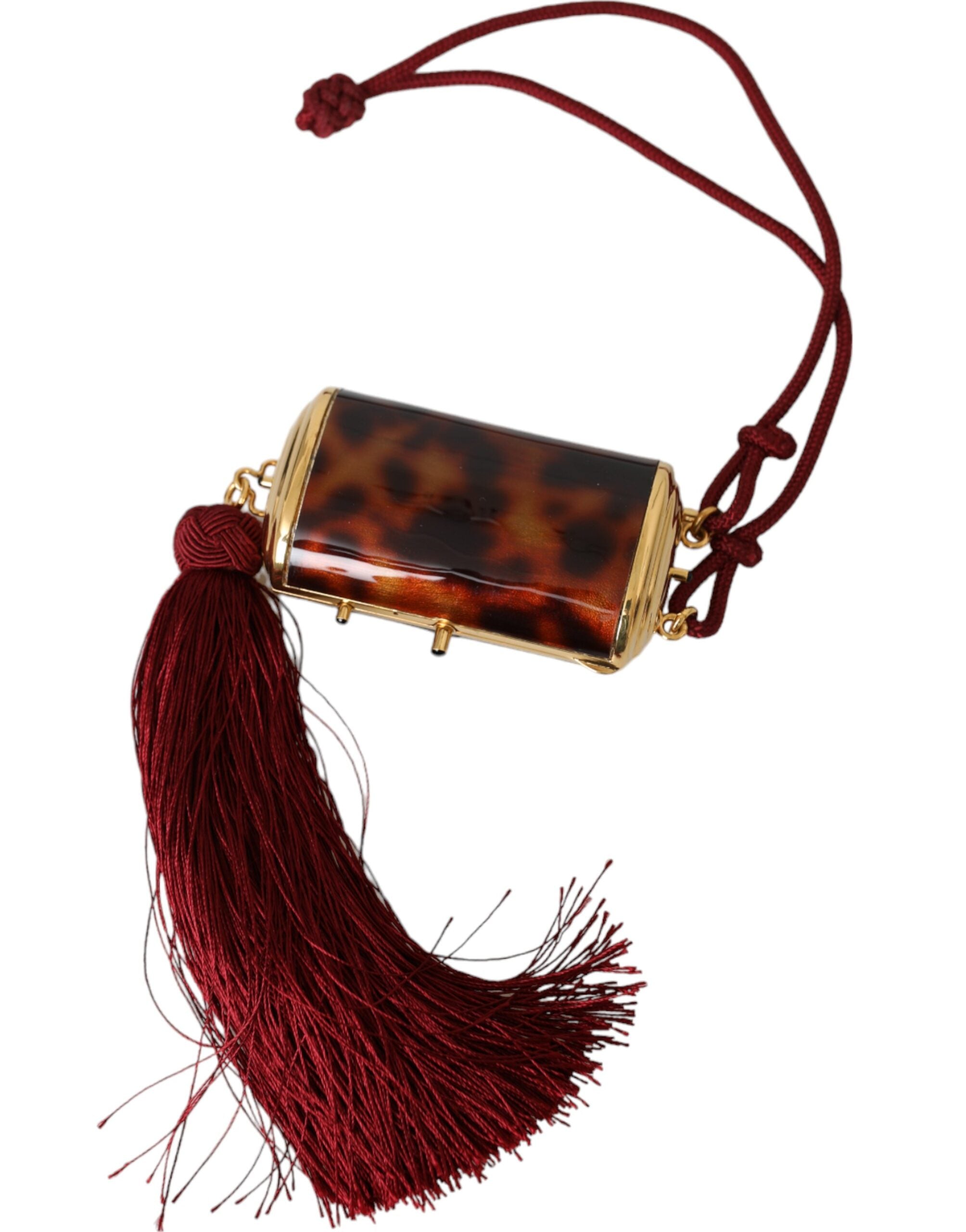 Dolce & Gabbana Brown Leopard Mini Mirror Tassel Make Up Holder Bag -   -  Dolce & Gabbana.