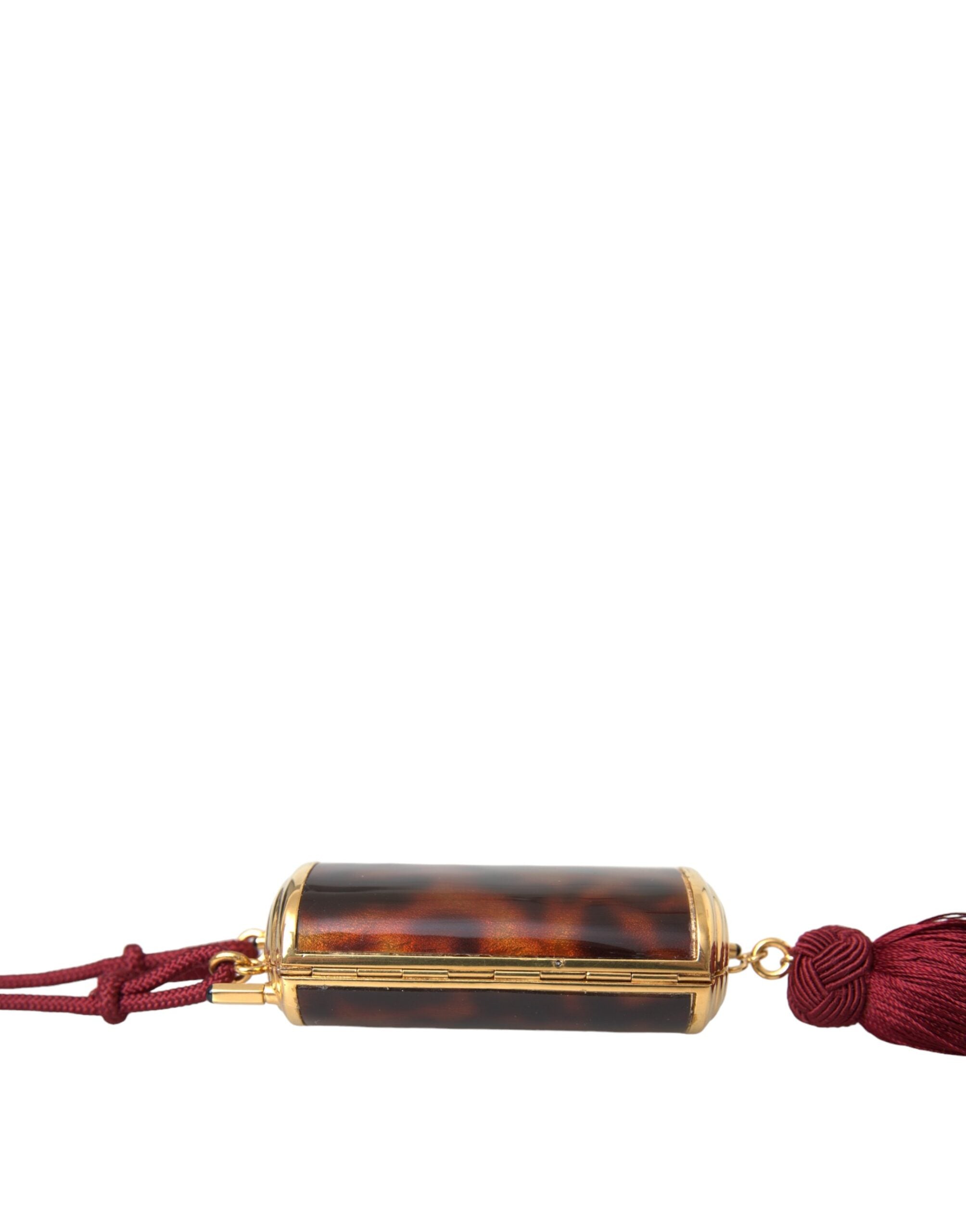 Dolce & Gabbana Brown Leopard Mini Mirror Tassel Make Up Holder Bag -   -  Dolce & Gabbana.