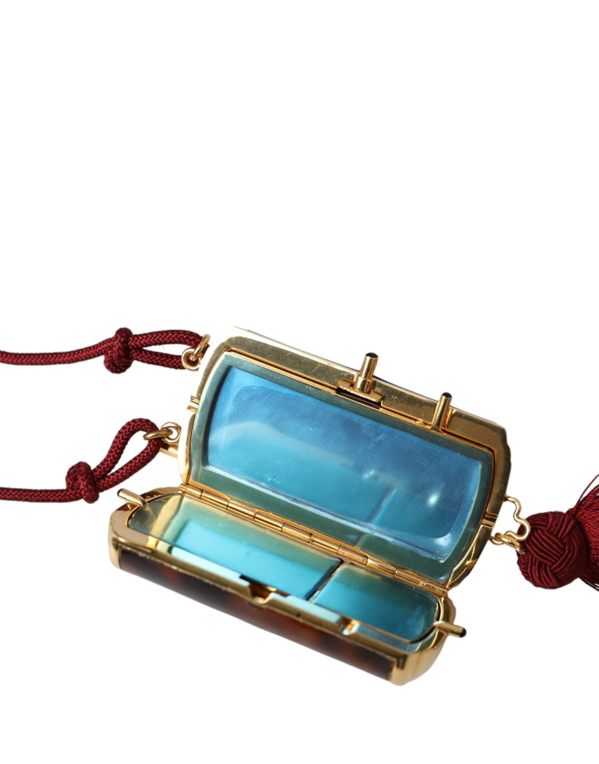 Dolce & Gabbana Brown Leopard Mini Mirror Tassel Make Up Holder Bag -   -  Dolce & Gabbana.