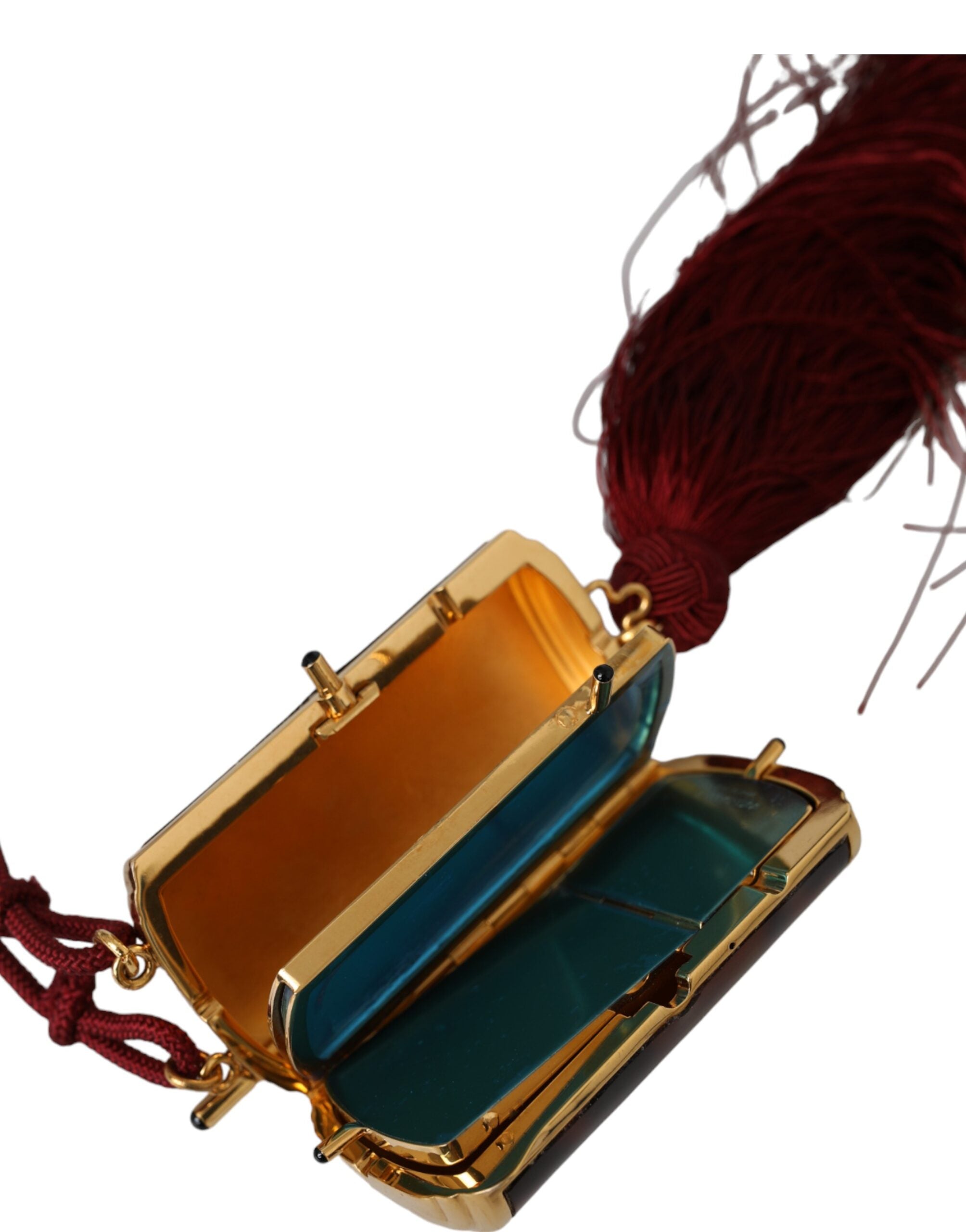 Dolce & Gabbana Brown Leopard Mini Mirror Tassel Make Up Holder Bag -   -  Dolce & Gabbana.