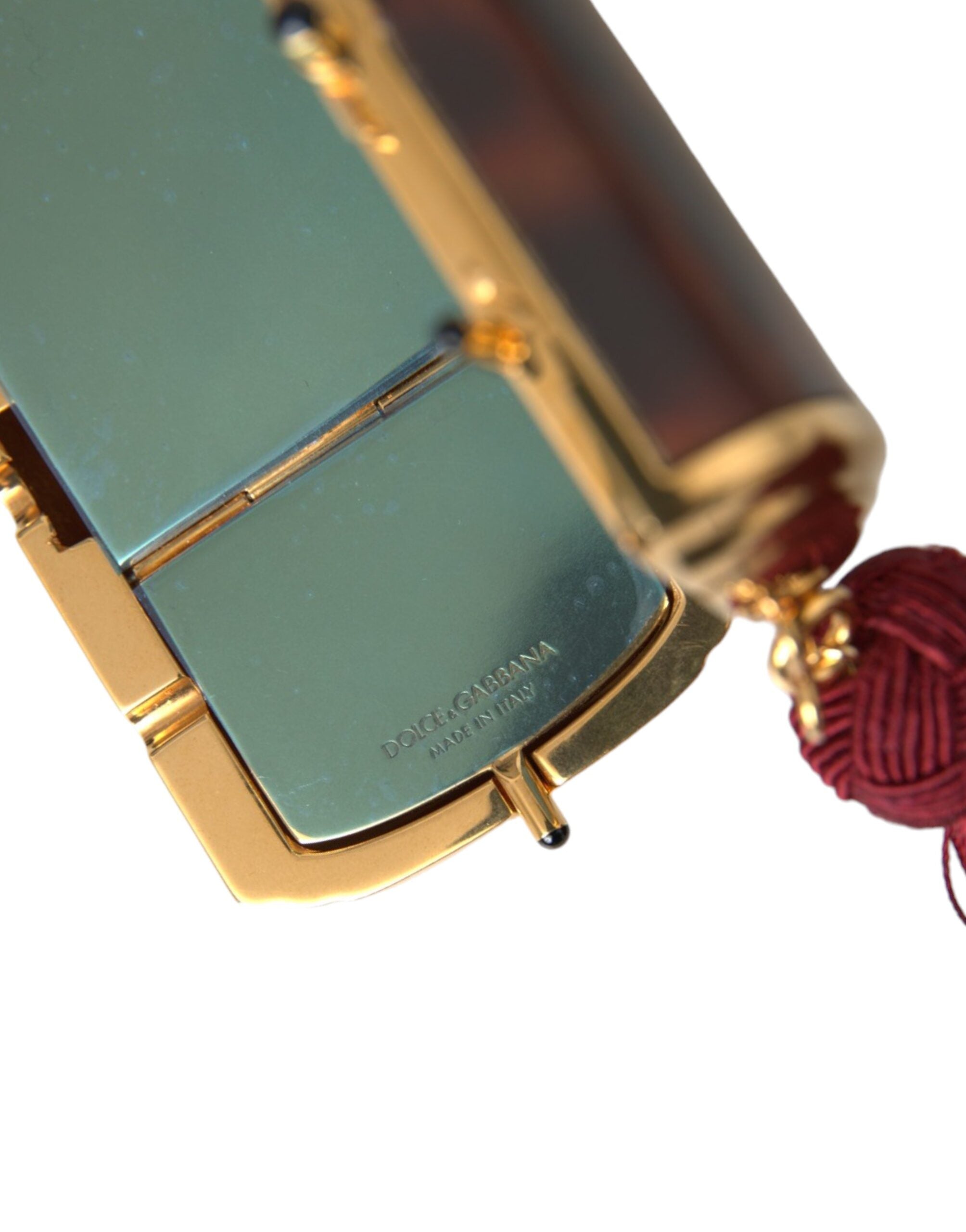 Dolce & Gabbana Brown Leopard Mini Mirror Tassel Make Up Holder Bag -   -  Dolce & Gabbana.