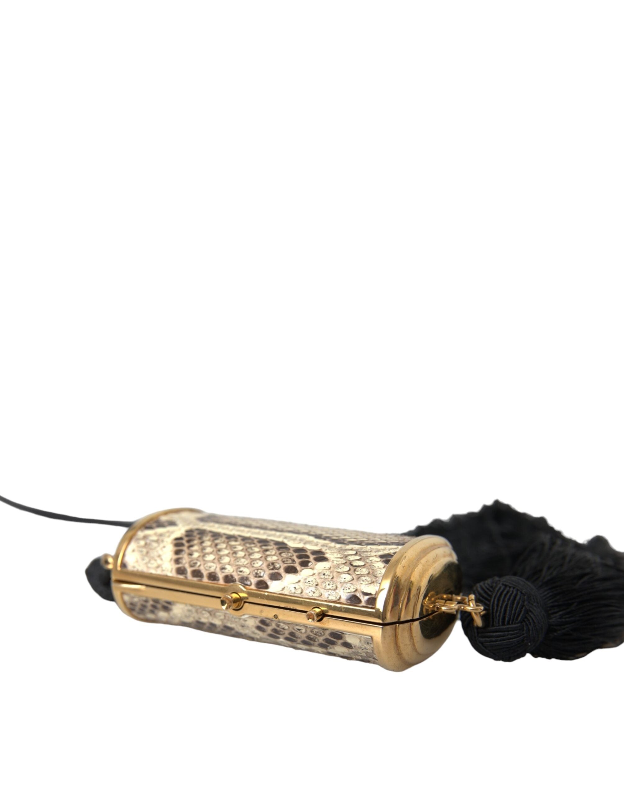 Dolce & Gabbana Beige Exotic Leather Mini Mirror Tassel Make Up Holder Bag -   -  Dolce & Gabbana.