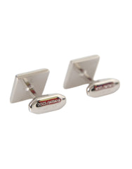 Dolce & Gabbana Silver Plated Brass Pin Crystal Cufflinks -   -  Dolce & Gabbana.