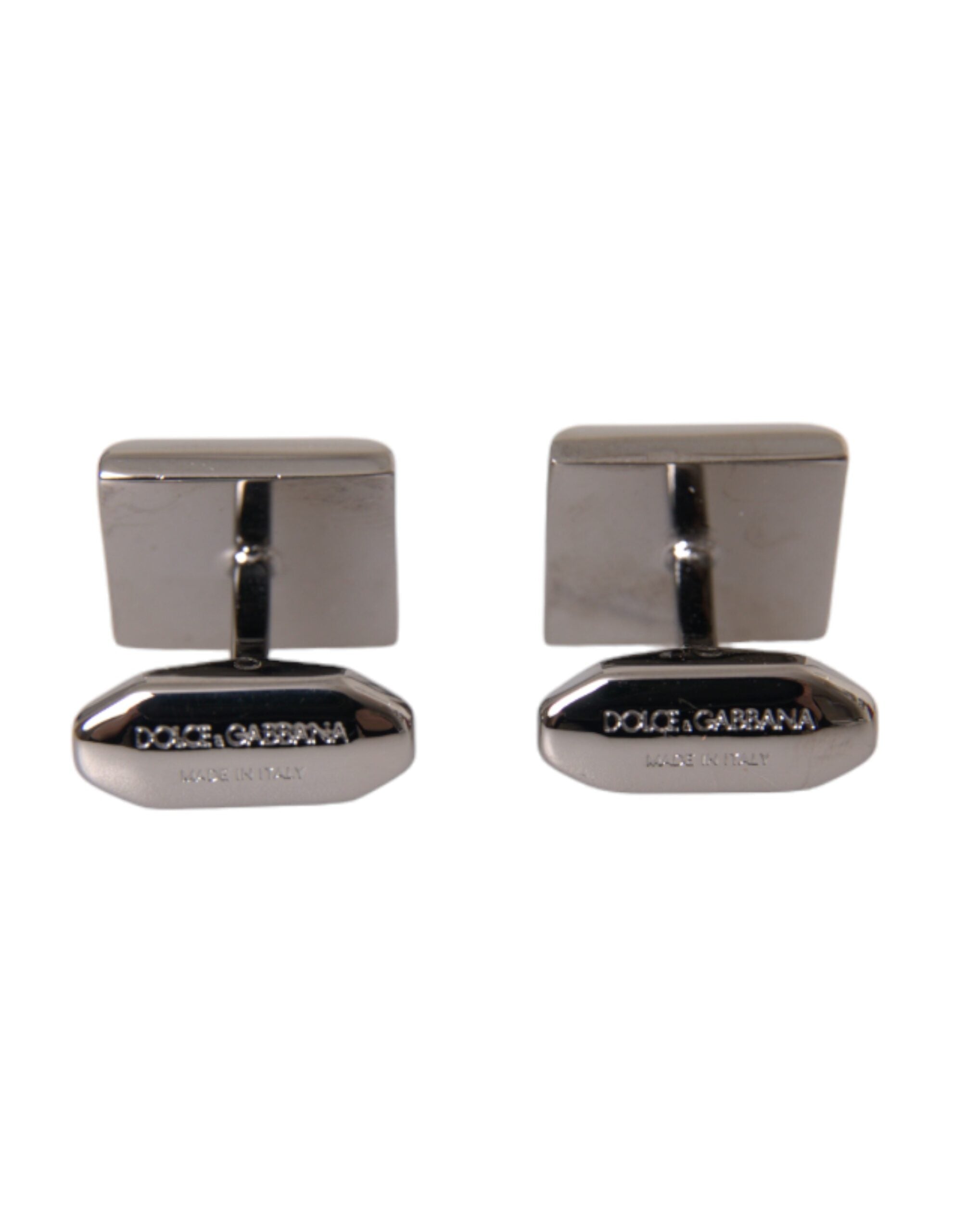 Dolce & Gabbana Silver Plated Brass Pin Crystal Cufflinks -   -  Dolce & Gabbana.