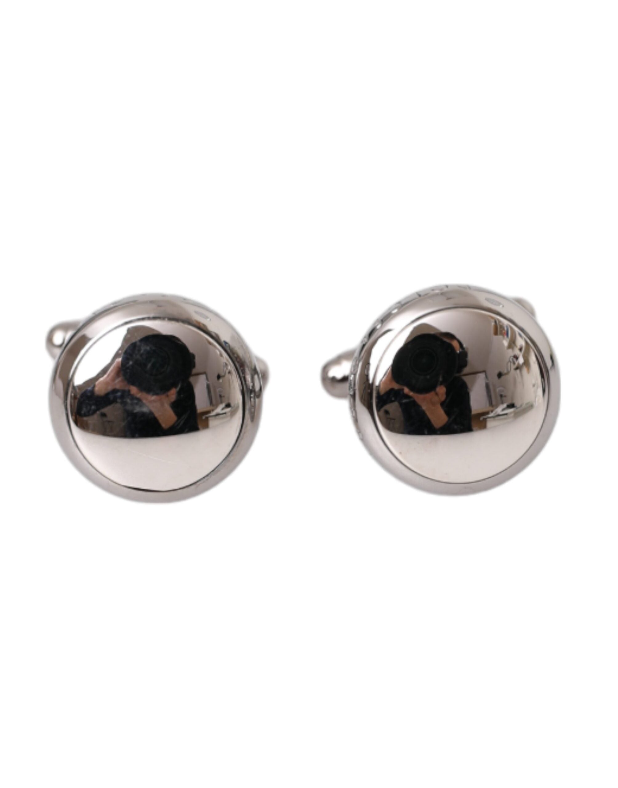 Dolce & Gabbana Silver Plated Brass Round Pin Men Cufflinks -   -  Dolce & Gabbana.