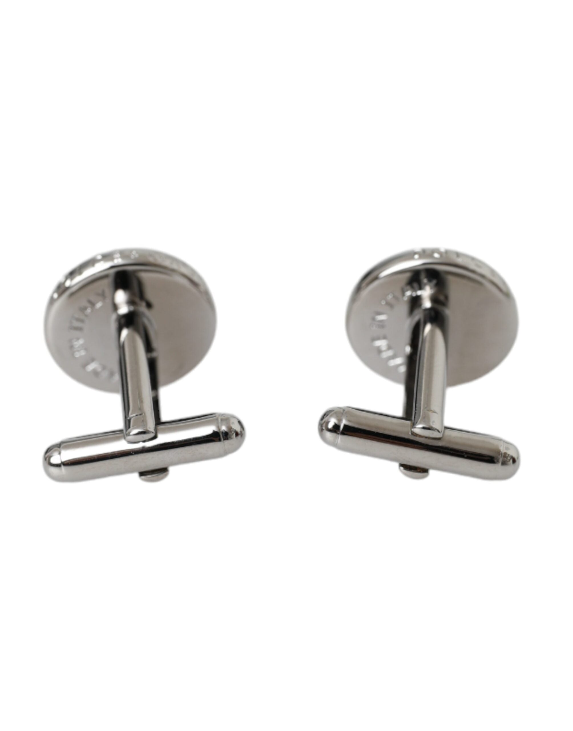 Dolce & Gabbana Silver Plated Brass Round Pin Men Cufflinks -   -  Dolce & Gabbana.