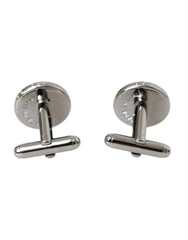 Dolce & Gabbana Silver Plated Brass Round Pin Men Cufflinks -   -  Dolce & Gabbana.