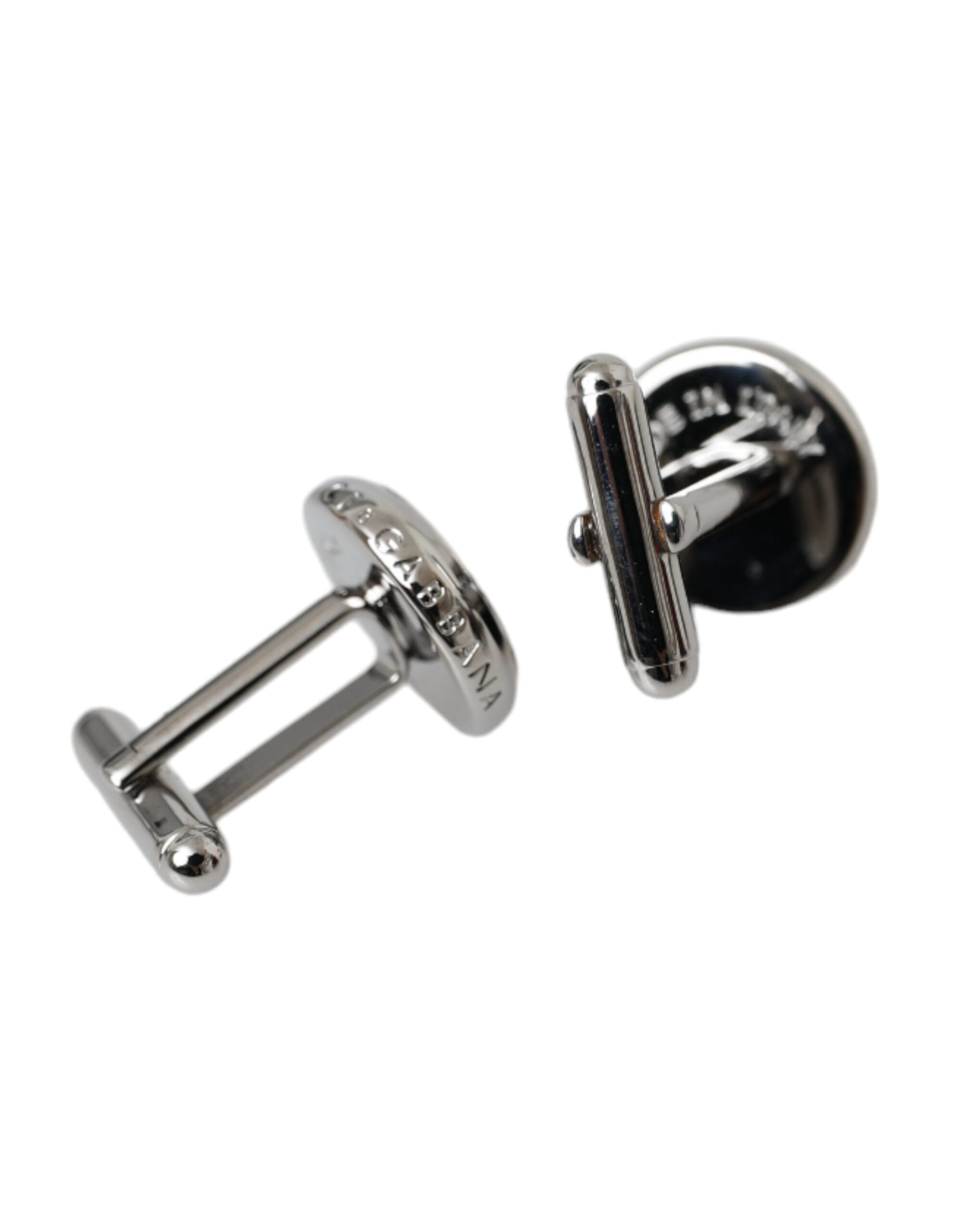 Dolce & Gabbana Silver Plated Brass Round Pin Men Cufflinks -   -  Dolce & Gabbana.