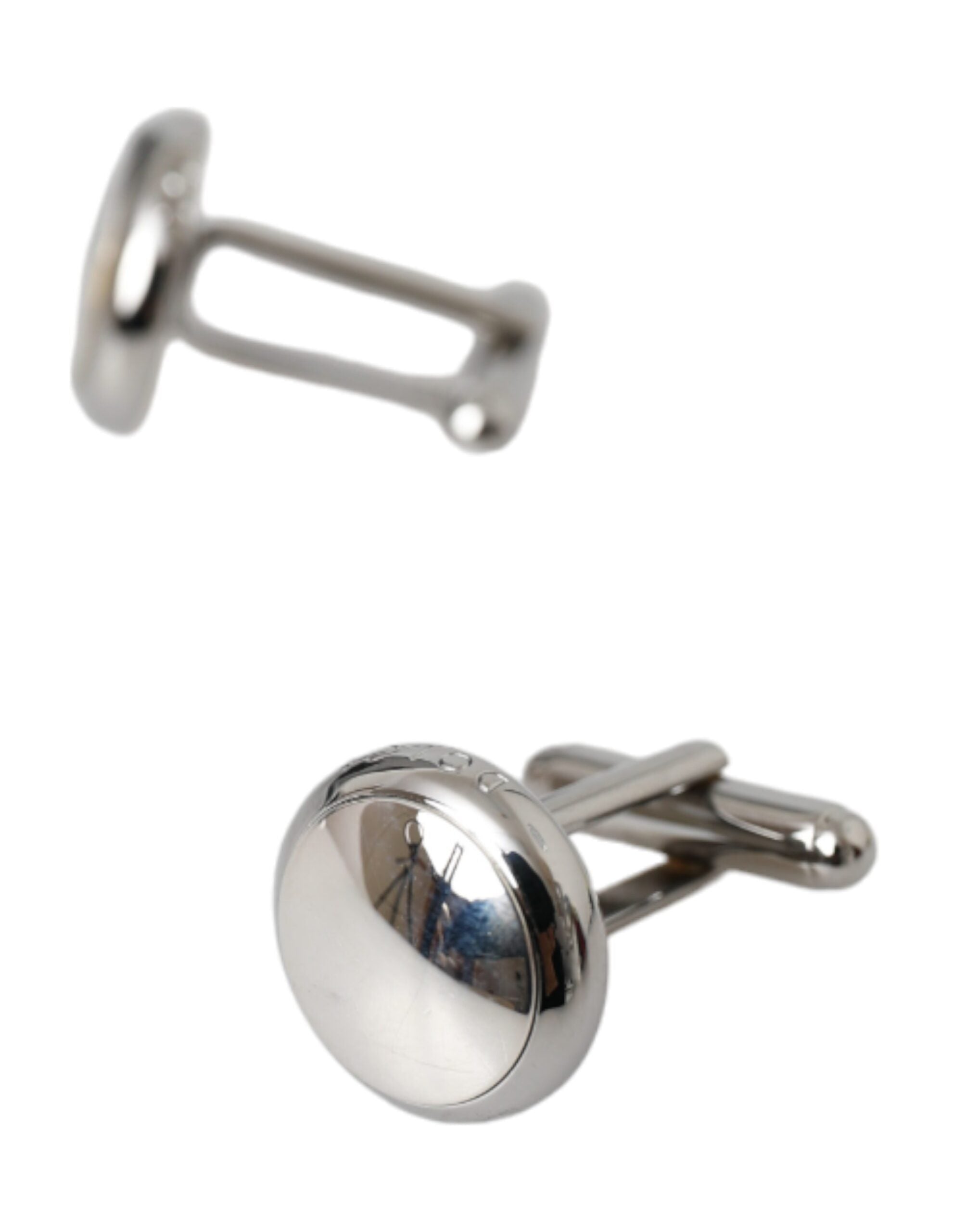 Dolce & Gabbana Silver Plated Brass Round Pin Men Cufflinks -   -  Dolce & Gabbana.
