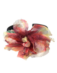 Dolce & Gabbana Rose Pink Silk Floral Black Tiara Women Hairband Diadem -   -  Dolce & Gabbana.