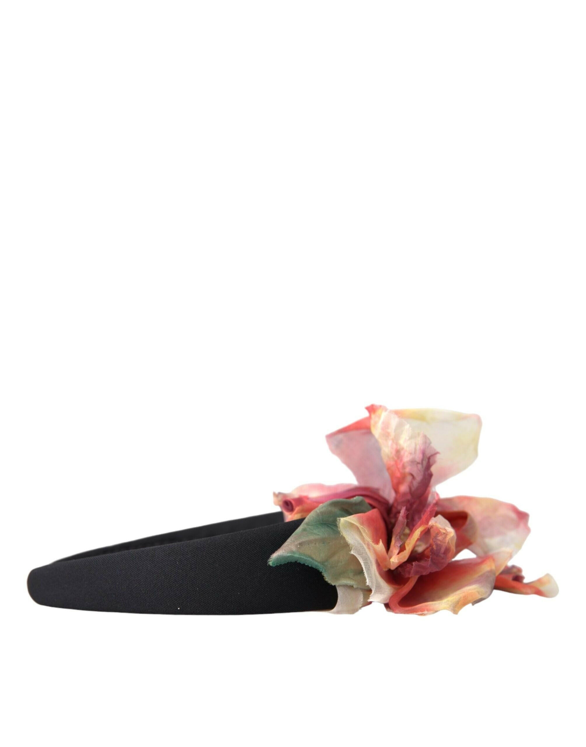 Dolce & Gabbana Rose Pink Silk Floral Black Tiara Women Hairband Diadem -   -  Dolce & Gabbana.