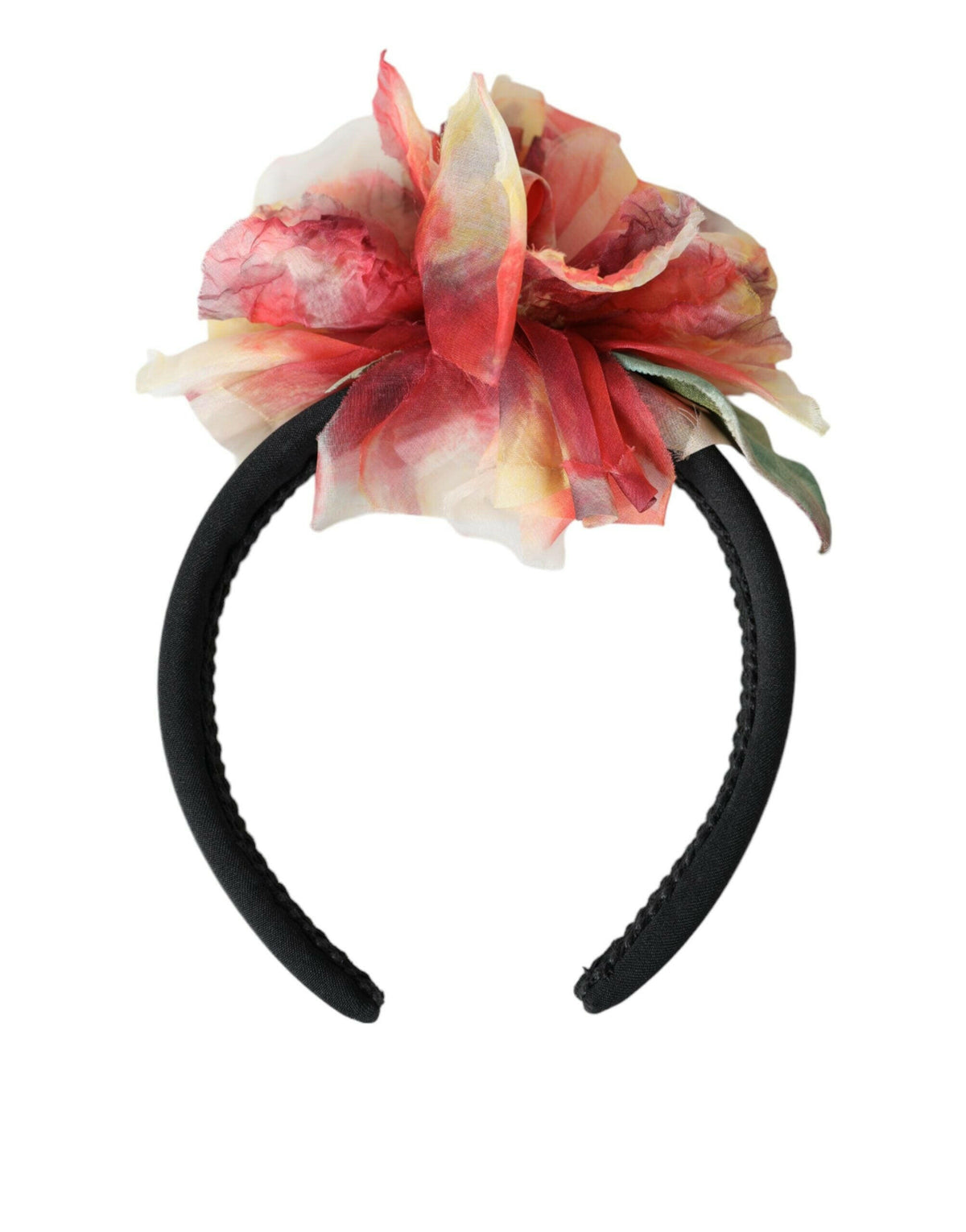 Dolce & Gabbana Rose Pink Silk Floral Black Tiara Women Hairband Diadem -   -  Dolce & Gabbana.