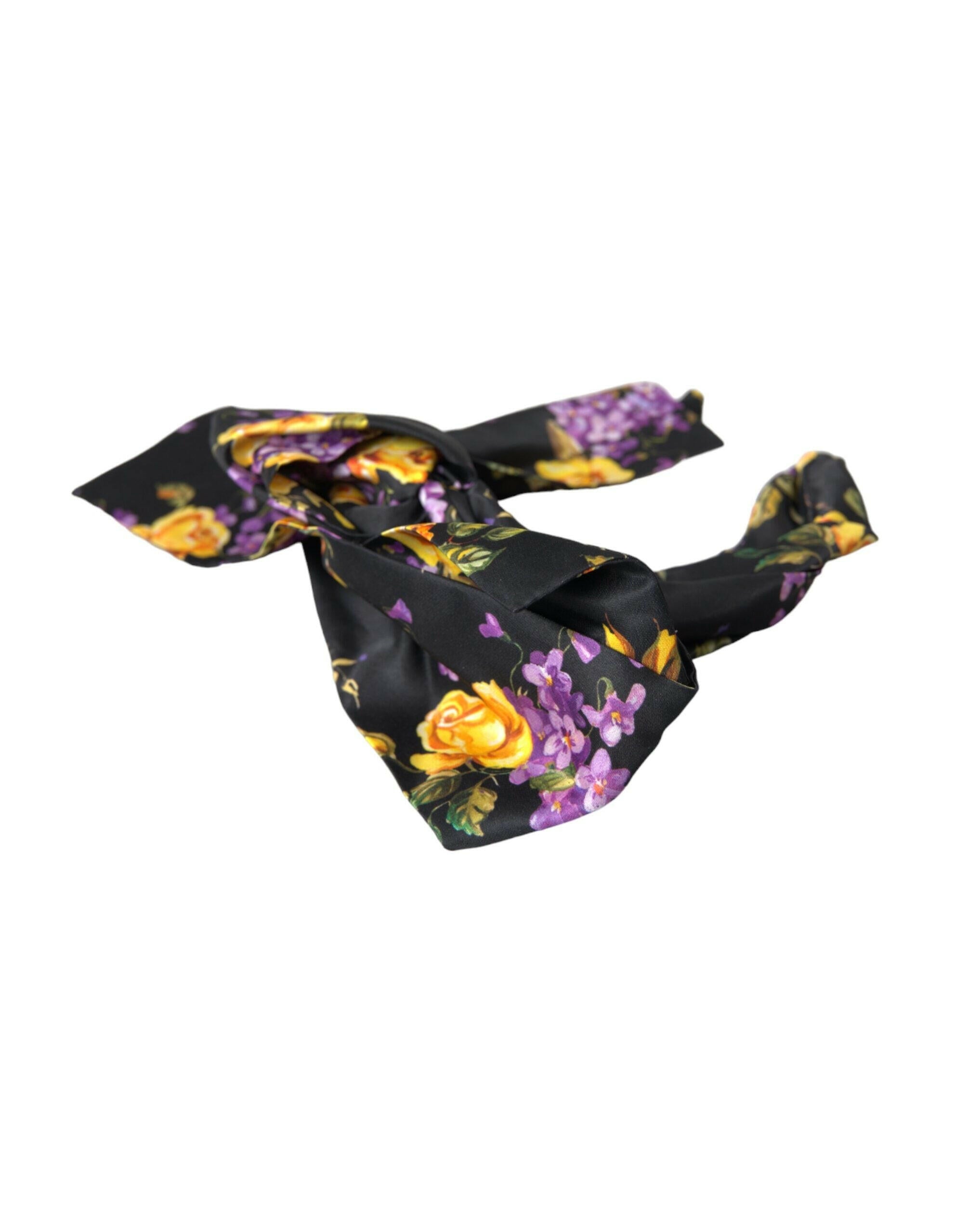 Dolce & Gabbana Black Floral Applique Silk Women Headband Diadem -   -  Dolce & Gabbana.