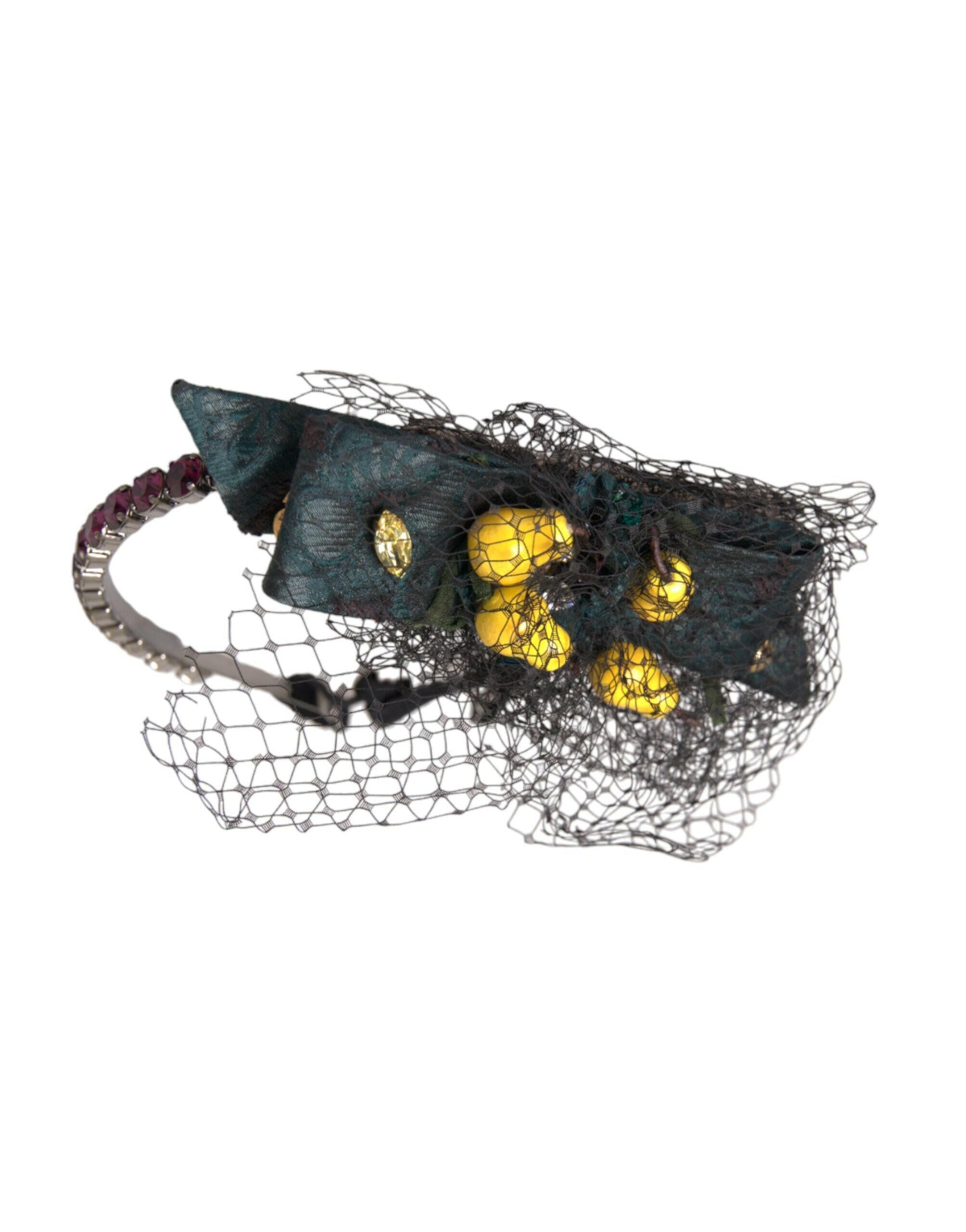 Dolce & Gabbana Black Lemons Sicily Purple Crystal Net Headband Diadem -   -  Dolce & Gabbana.