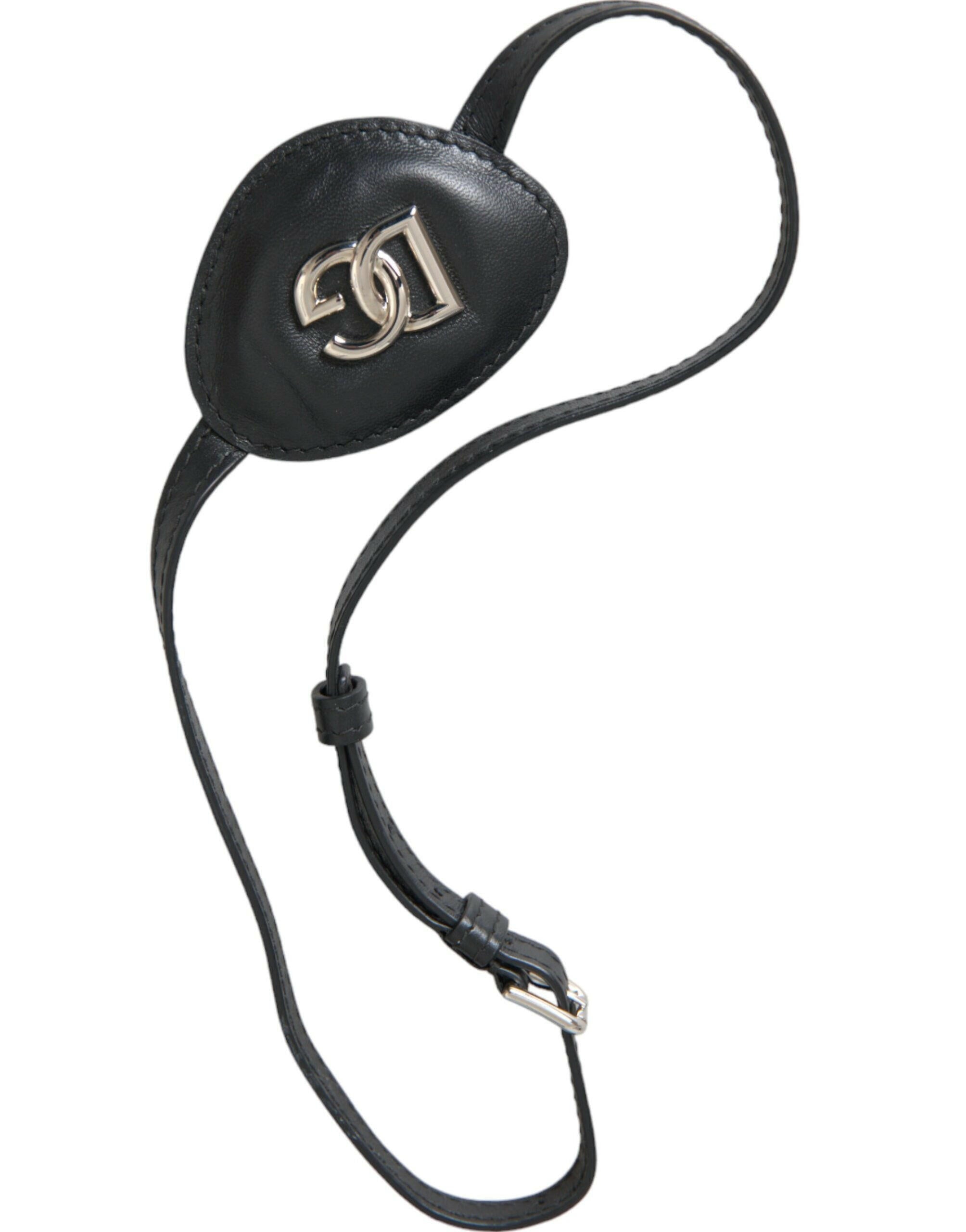 Dolce & Gabbana Black Calfskin Leather Metal DG Logo Eye Patch -   -  Dolce & Gabbana.