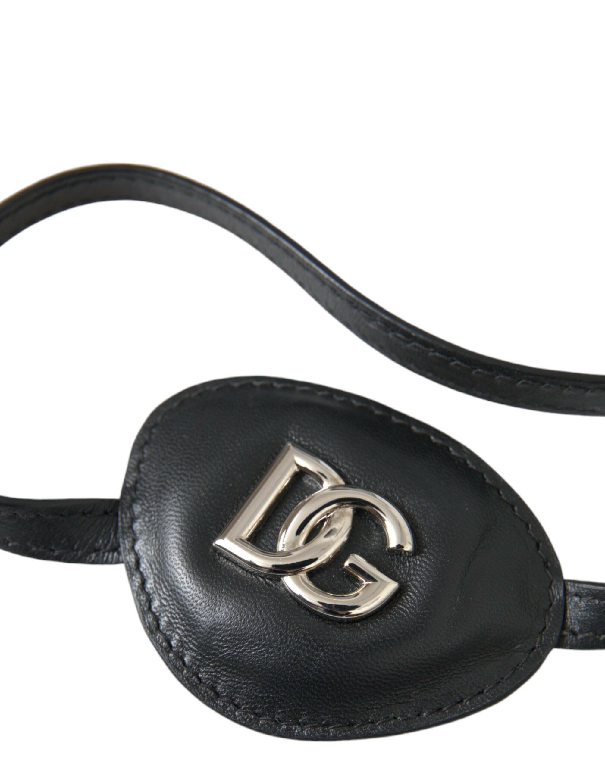 Dolce & Gabbana Black Calfskin Leather Metal DG Logo Eye Patch -   -  Dolce & Gabbana.