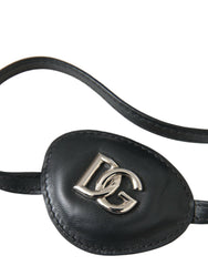 Dolce & Gabbana Black Calfskin Leather Metal DG Logo Eye Patch -   -  Dolce & Gabbana.