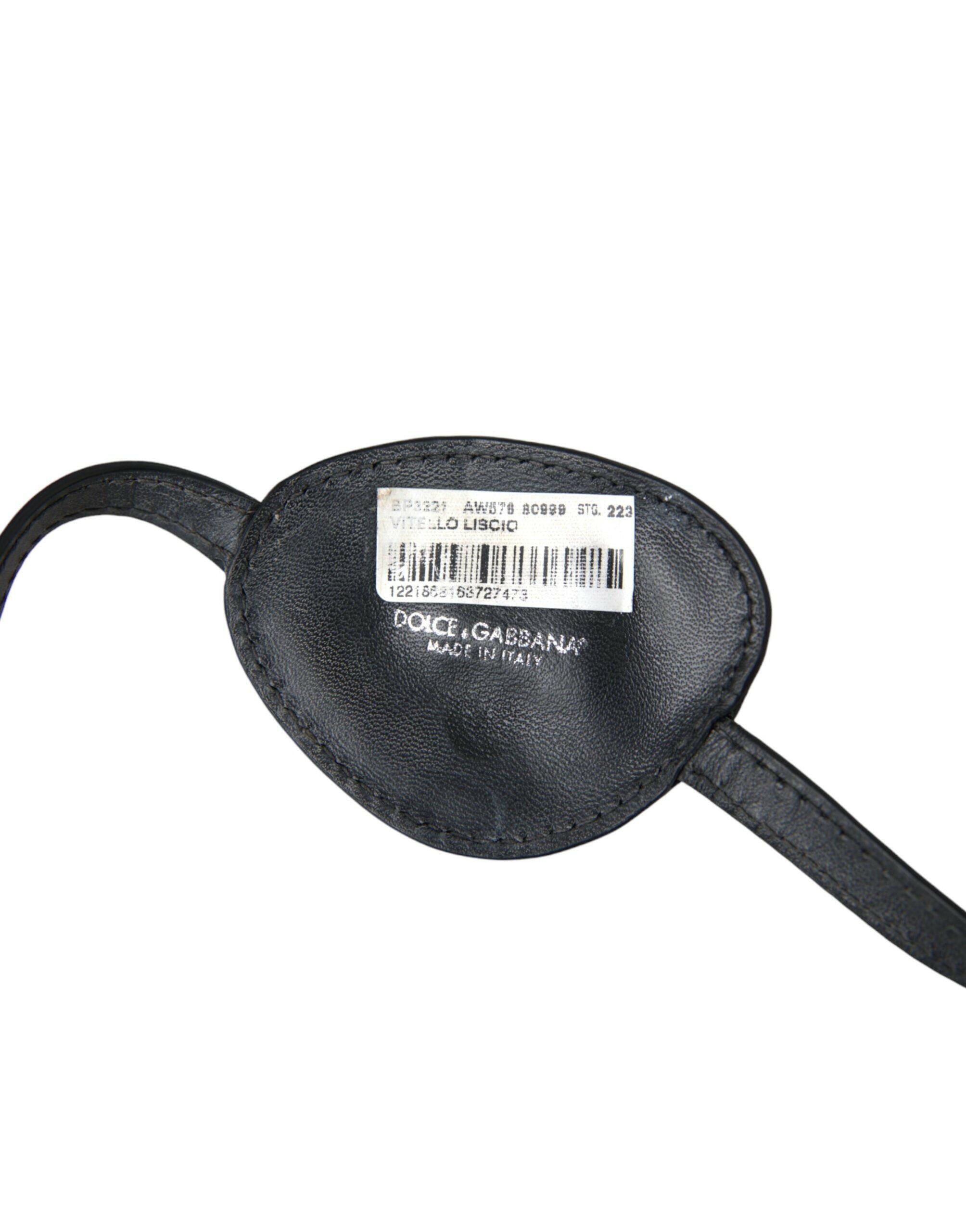 Dolce & Gabbana Black Calfskin Leather Metal DG Logo Eye Patch -   -  Dolce & Gabbana.