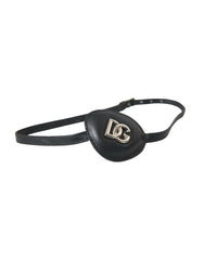 Dolce & Gabbana Black Calfskin Leather Metal DG Logo Eye Patch -   -  Dolce & Gabbana.