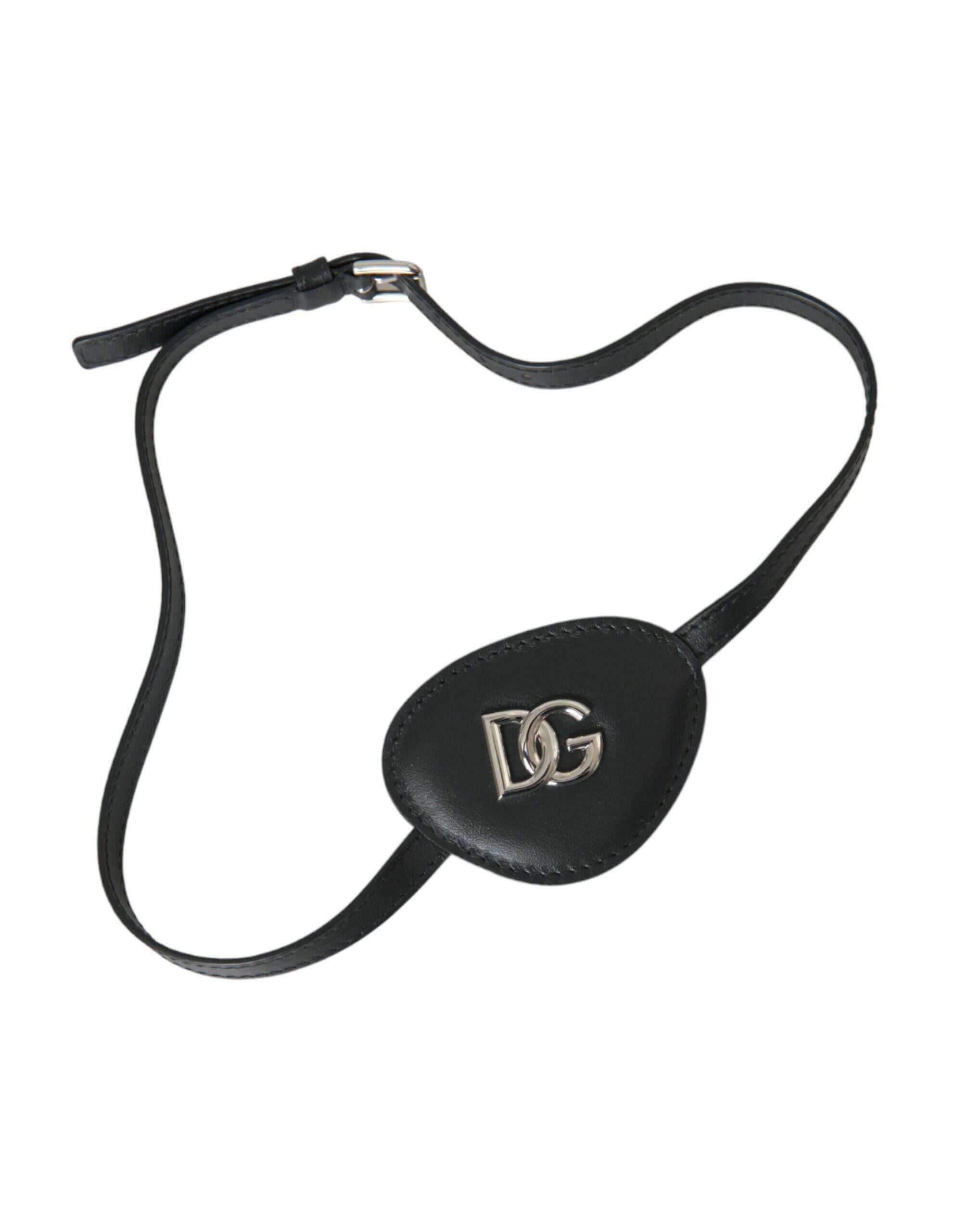 Dolce & Gabbana Black Calfskin Leather Metal DG Logo Eye Patch -   -  Dolce & Gabbana.