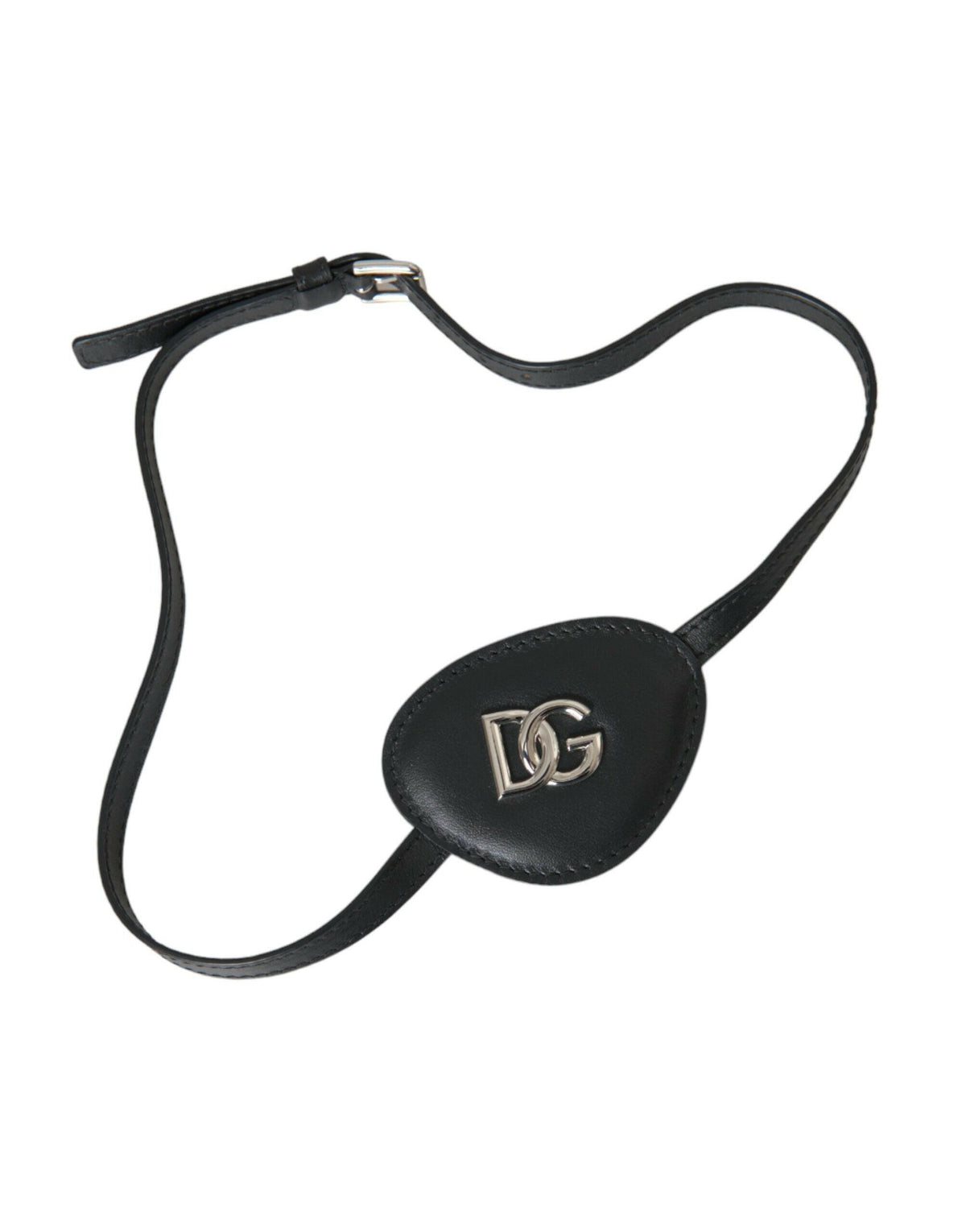 Dolce & Gabbana Black Calfskin Leather Metal DG Logo Eye Patch -   -  Dolce & Gabbana.