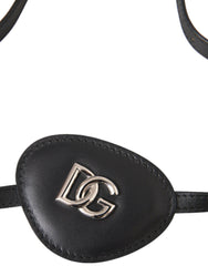 Dolce & Gabbana Black Calfskin Leather Metal DG Logo Eye Patch -   -  Dolce & Gabbana.