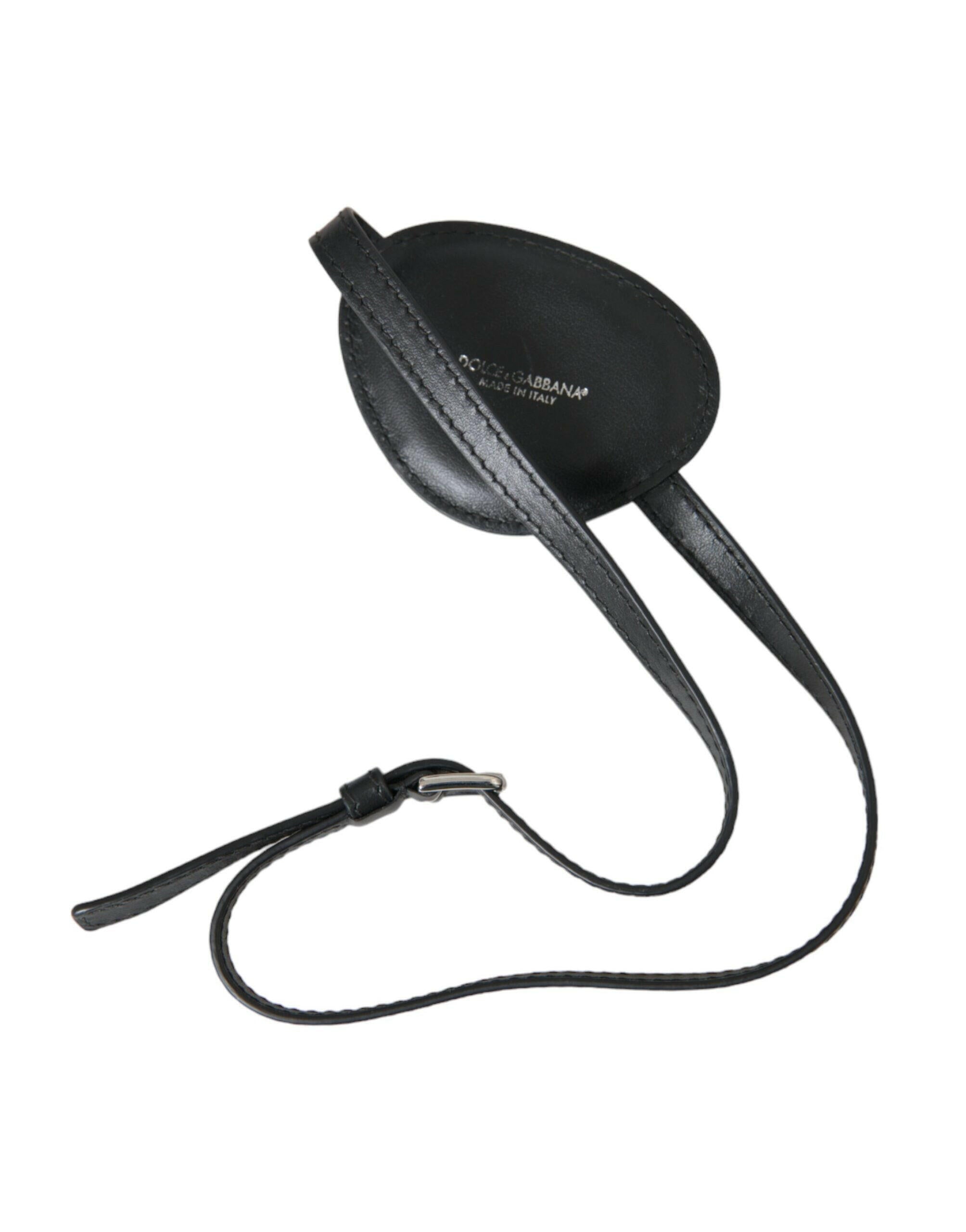 Dolce & Gabbana Black Calfskin Leather Metal DG Logo Eye Patch -   -  Dolce & Gabbana.