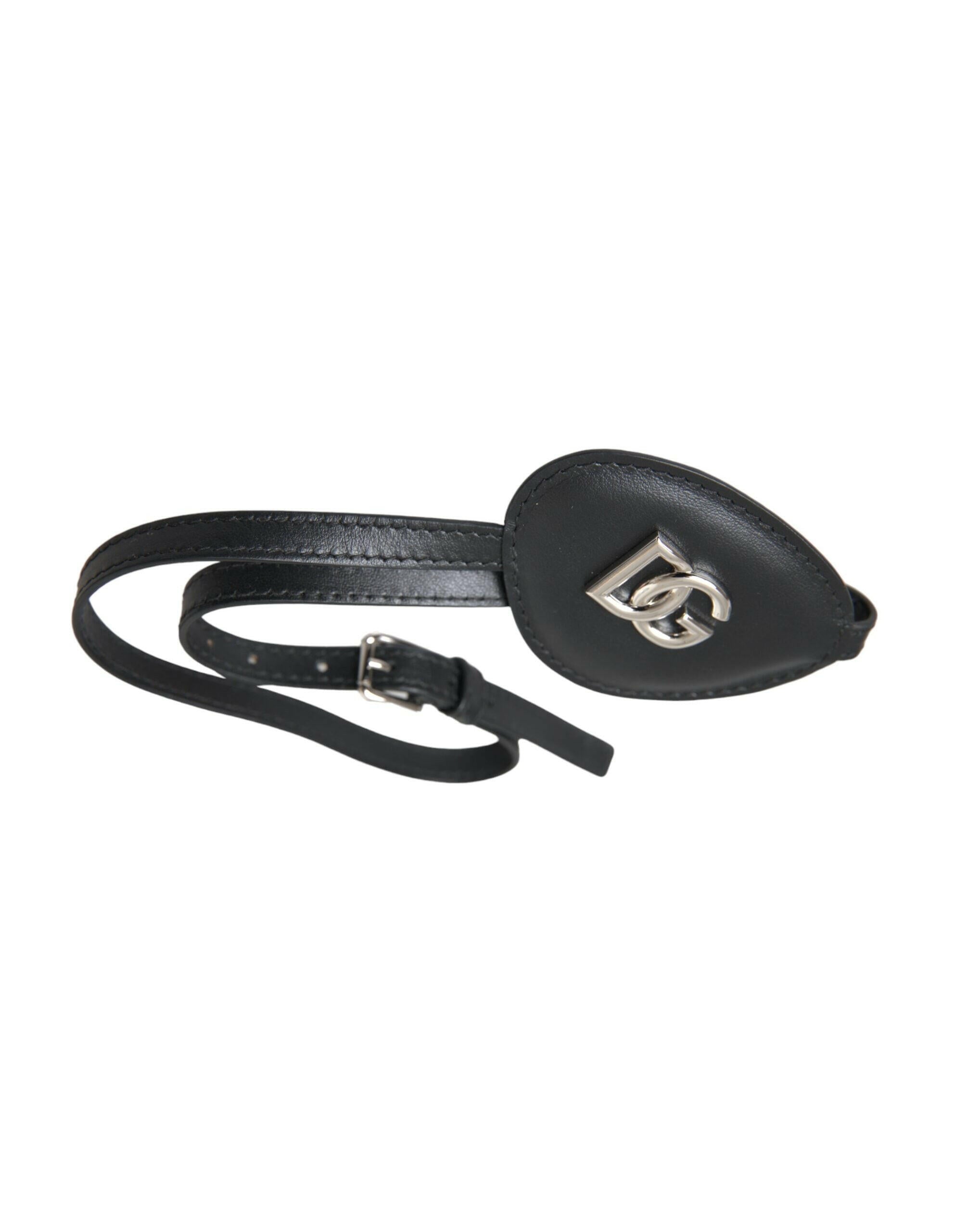 Dolce & Gabbana Black Calfskin Leather Metal DG Logo Eye Patch -   -  Dolce & Gabbana.