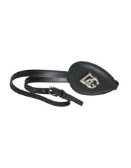Dolce & Gabbana Black Calfskin Leather Metal DG Logo Eye Patch -   -  Dolce & Gabbana.