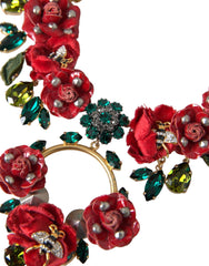 Dolce & Gabbana Gold Brass Link Chain RosePetal Crystal Pendant Necklace -   -  Dolce & Gabbana.