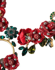 Dolce & Gabbana Gold Brass Link Chain RosePetal Crystal Pendant Necklace -   -  Dolce & Gabbana.
