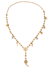 Dolce & Gabbana Gold Tone Chain Brass Beaded Statement Sicily Necklace -   -  Dolce & Gabbana.