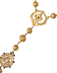 Dolce & Gabbana Gold Tone Chain Brass Beaded Statement Sicily Necklace -   -  Dolce & Gabbana.