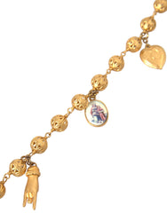 Dolce & Gabbana Gold Tone Chain Brass Beaded Statement Sicily Necklace -   -  Dolce & Gabbana.
