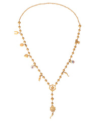 Dolce & Gabbana Gold Tone Chain Brass Beaded Statement Sicily Necklace -   -  Dolce & Gabbana.