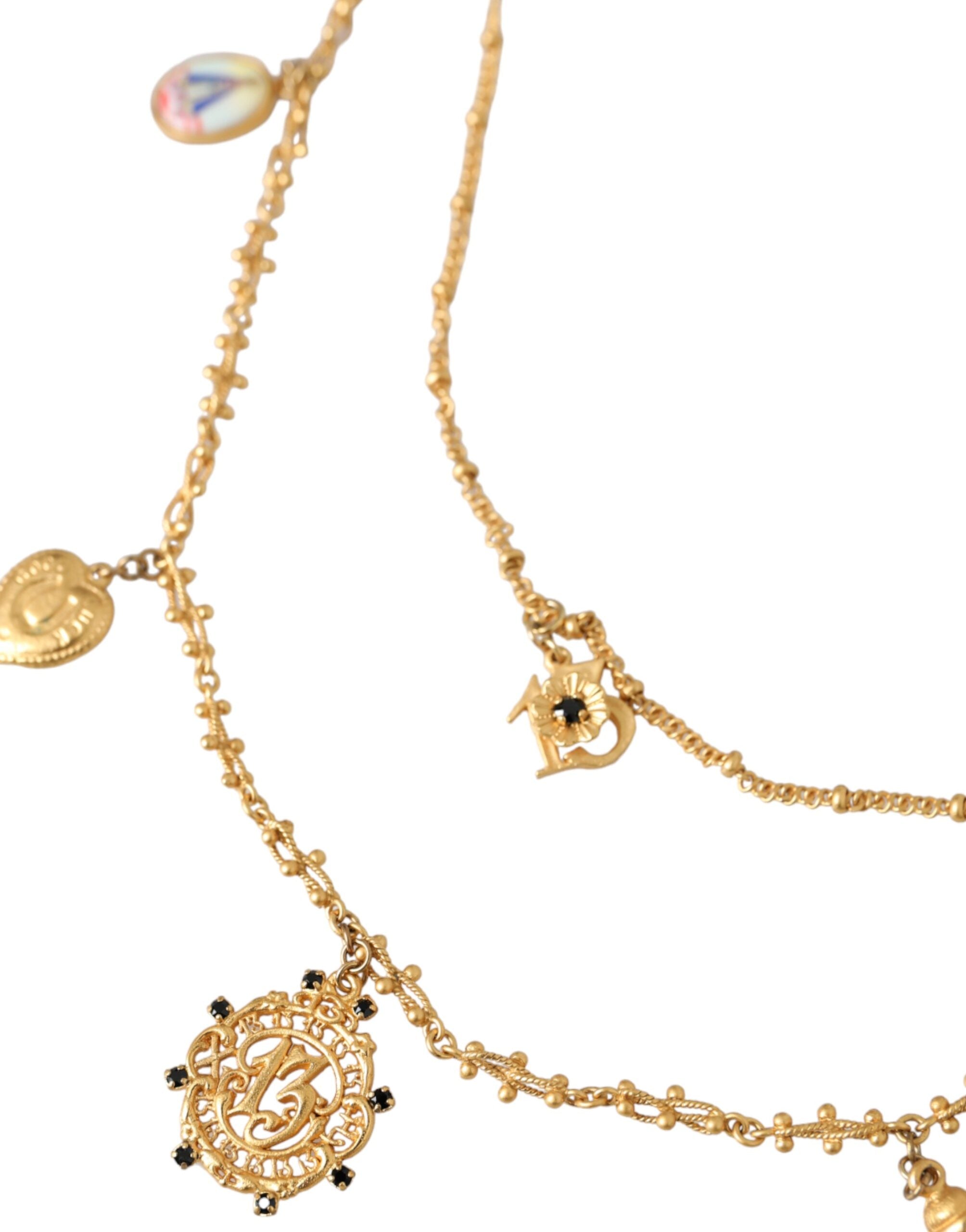 Dolce & Gabbana Gold Tone Chain Brass Charm Statement Sicily Necklace -   -  Dolce & Gabbana.