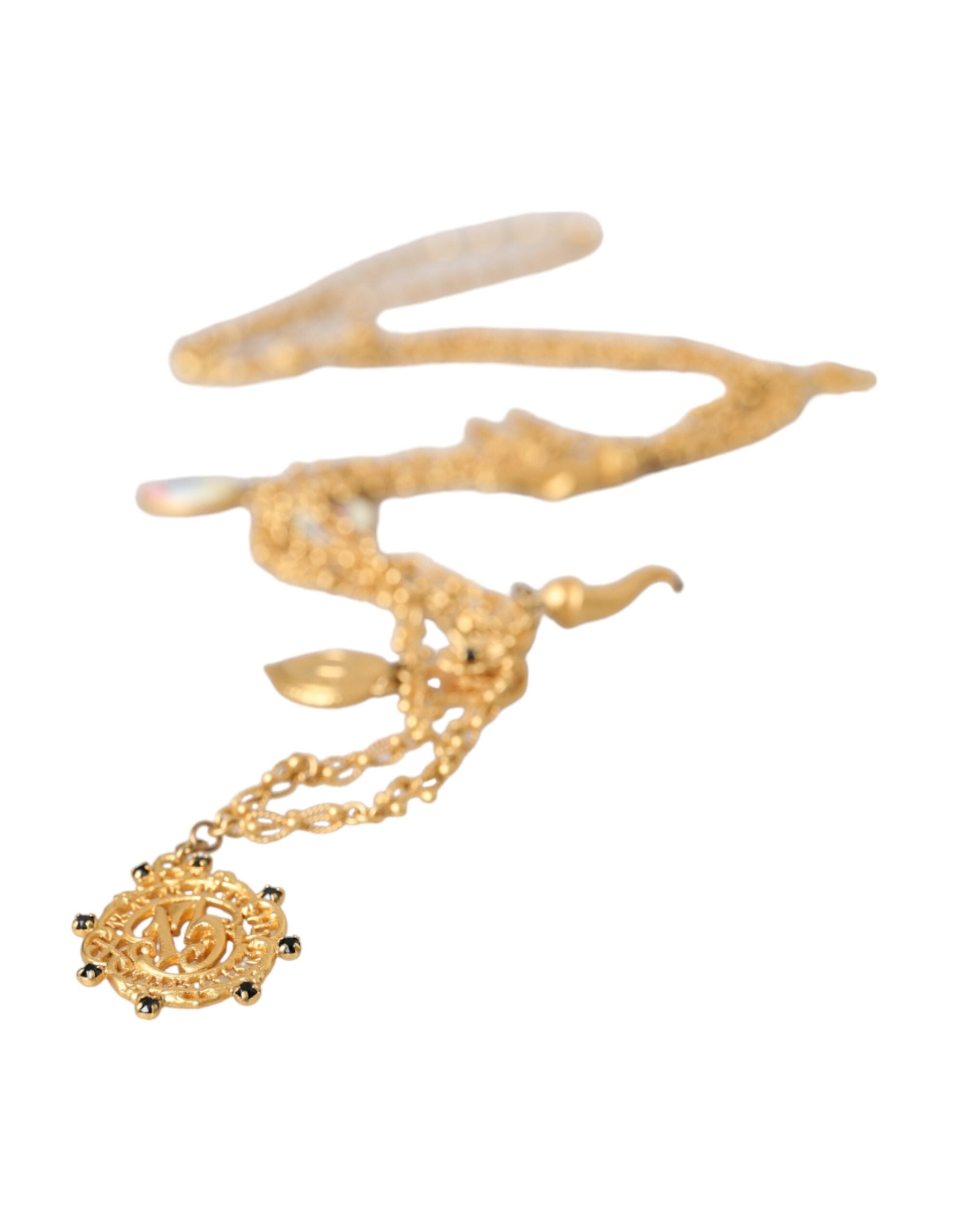 Dolce & Gabbana Gold Tone Chain Brass Charm Statement Sicily Necklace -   -  Dolce & Gabbana.
