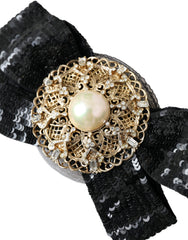 Dolce & Gabbana Black Sequin Pearl Handmade Brooch Hair Pin -   -  Dolce & Gabbana.