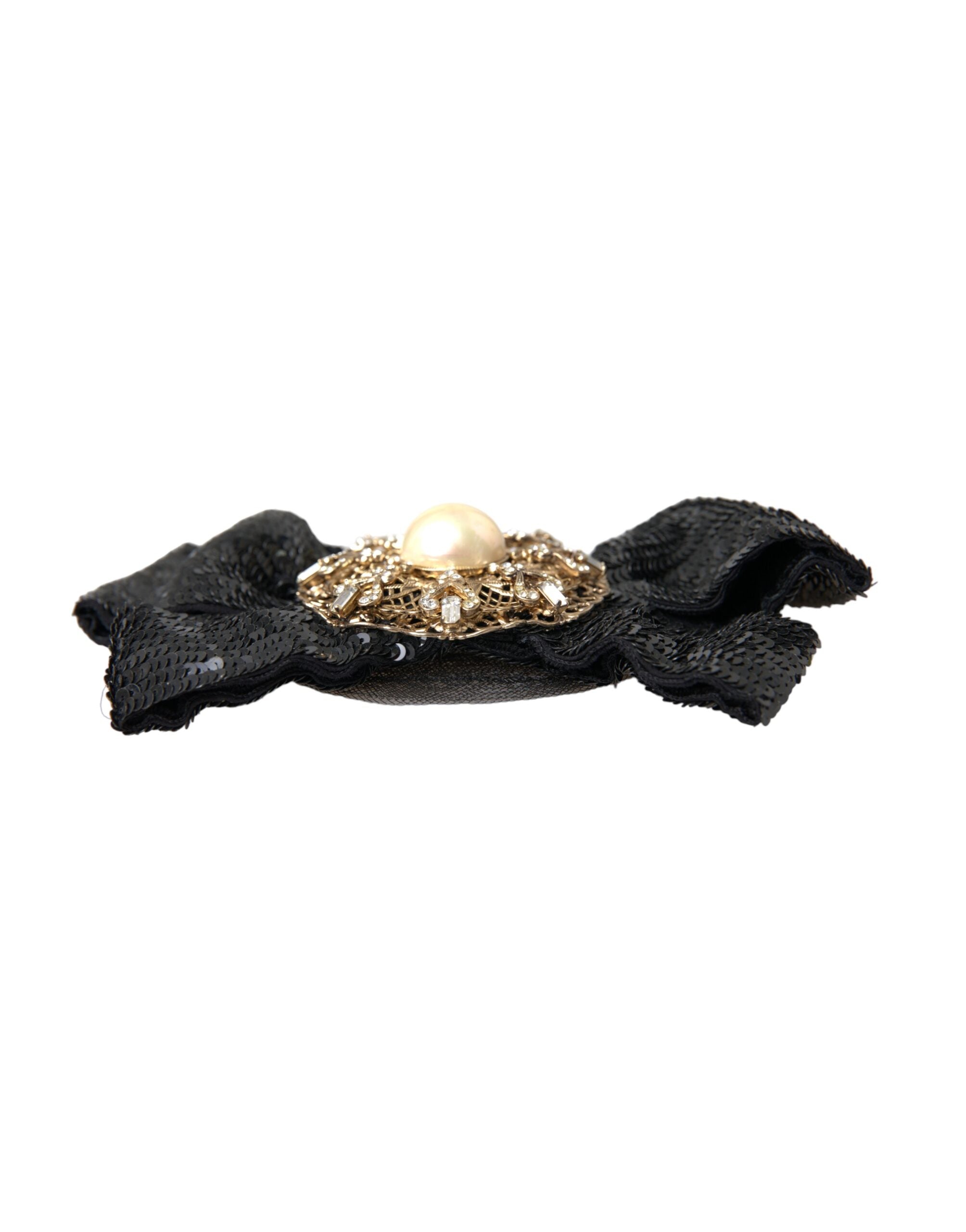Dolce & Gabbana Black Sequin Pearl Handmade Brooch Hair Pin -   -  Dolce & Gabbana.