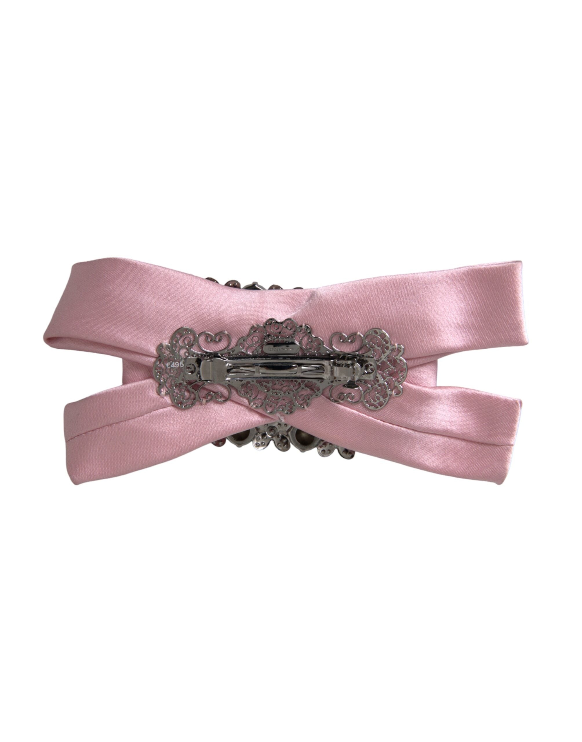 Dolce & Gabbana Pink Satin Crystal Jewelry Brooch Hair Pin -   -  Dolce & Gabbana.