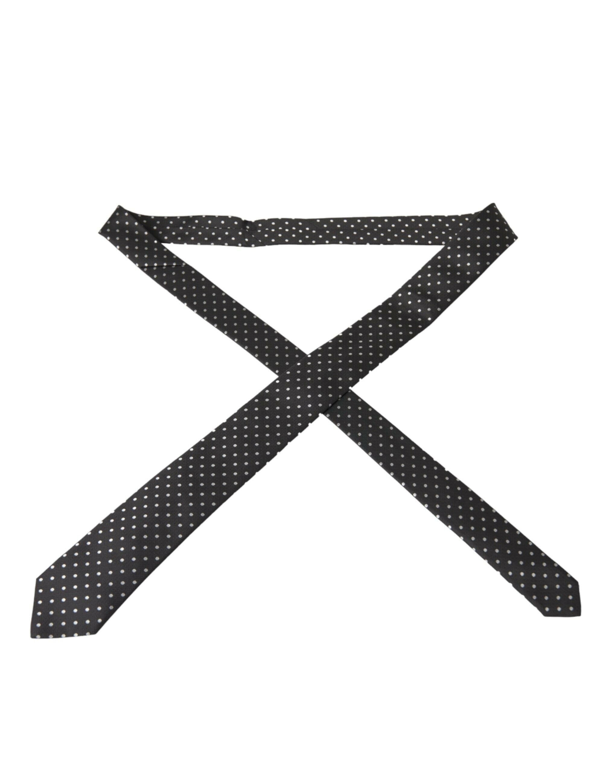 Dolce & Gabbana Black White Polka Dots 100% Silk Necktie Face Mask -  Neckties, Men -  Dolce & Gabbana.