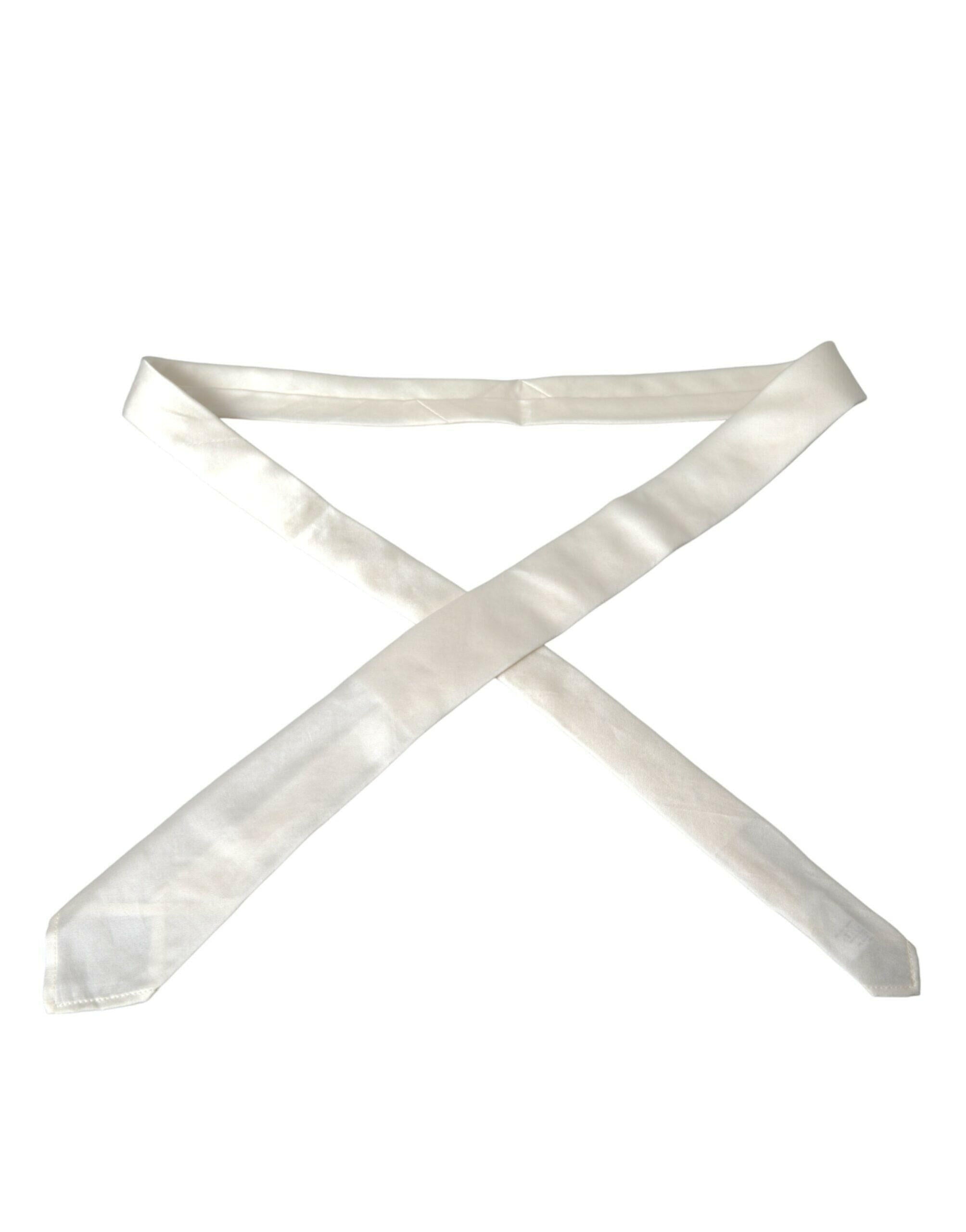 Dolce & Gabbana White Silk Blend Adjustable Tie Men -  Neckties, Men -  Dolce & Gabbana.
