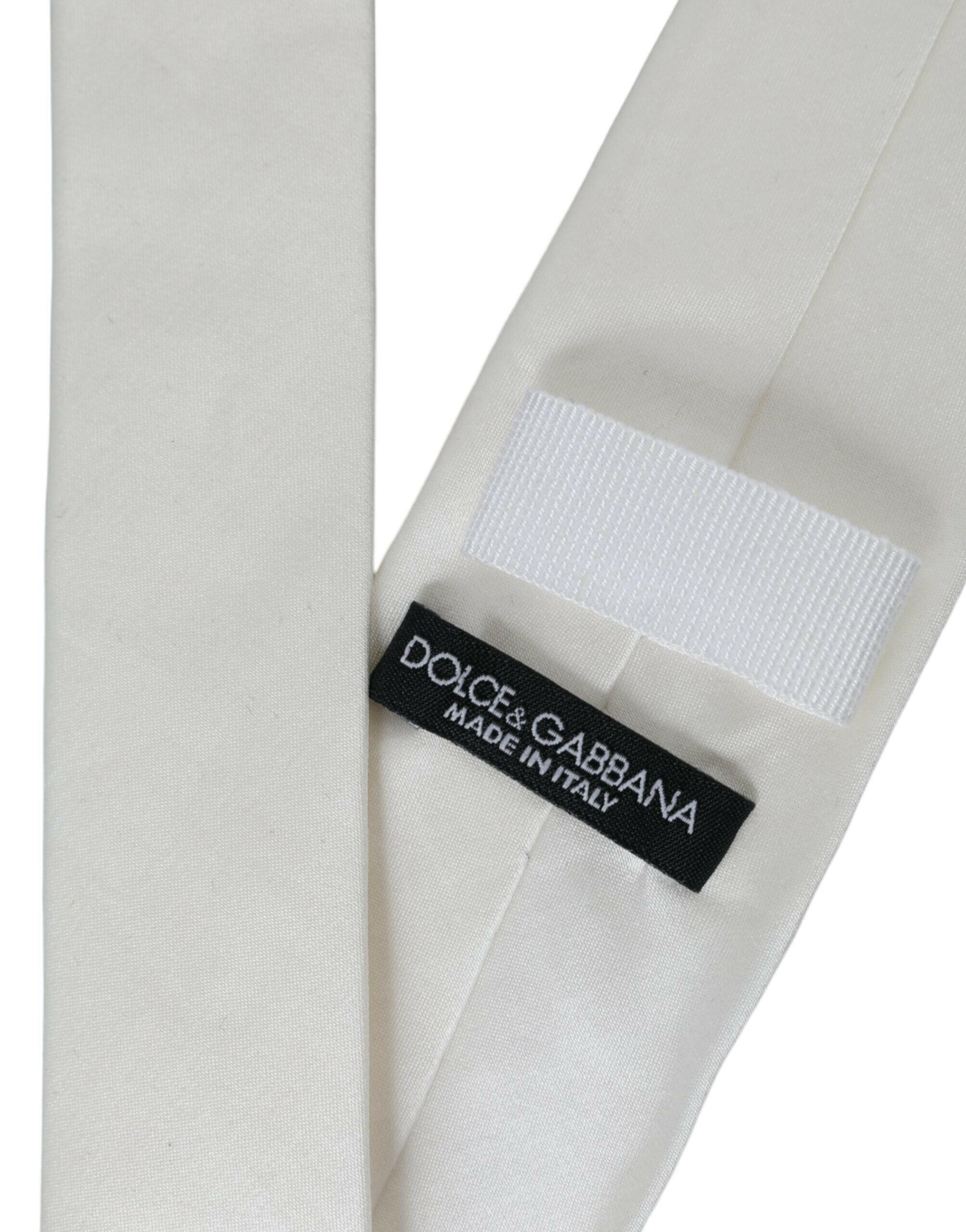 Dolce & Gabbana White Silk Blend Adjustable Tie Men -  Neckties, Men -  Dolce & Gabbana.