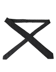 Dolce & Gabbana Black Logo Cotton Blend Adjustable Tie -  Neckties, Men -  Dolce & Gabbana.