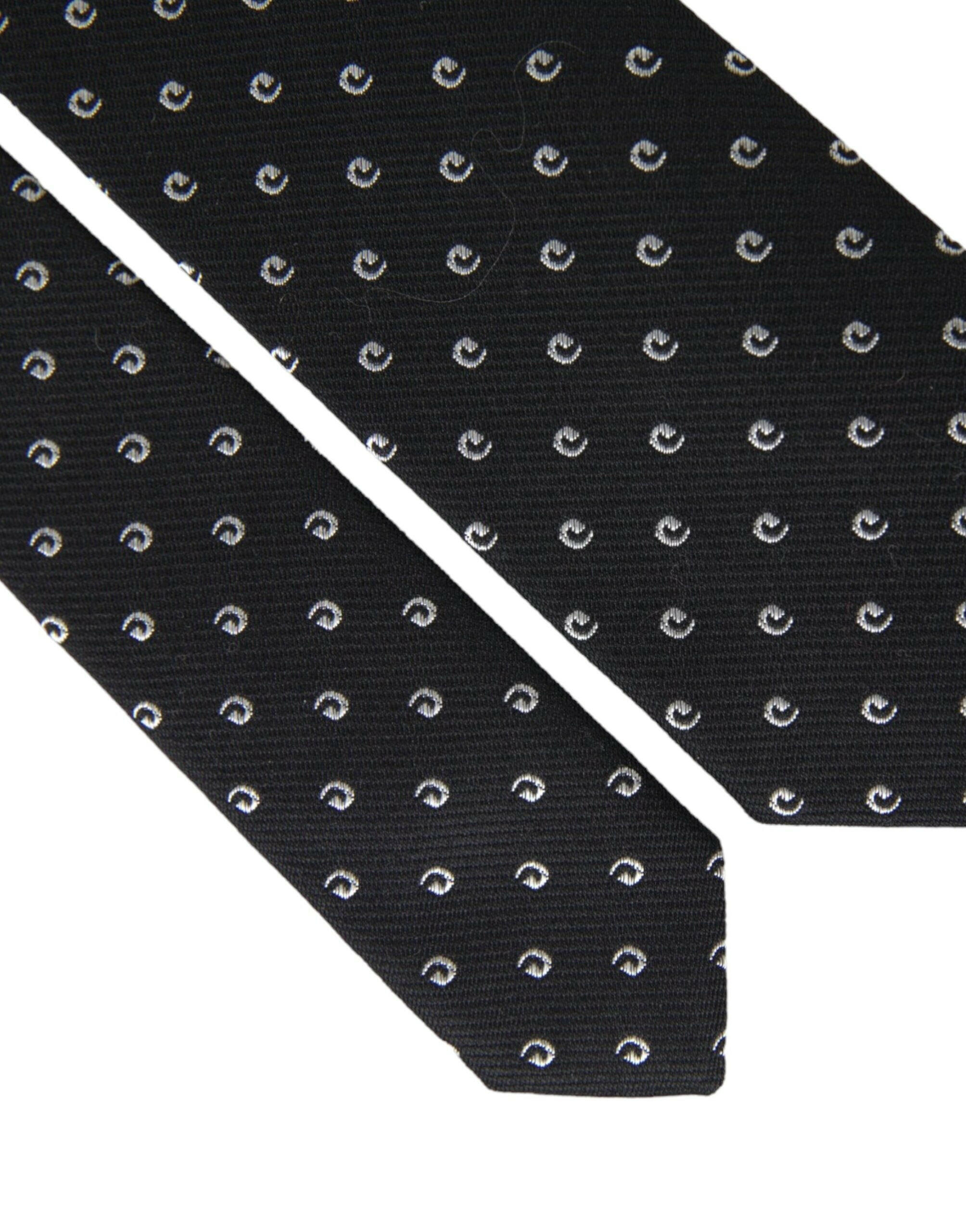 Dolce & Gabbana Black Logo Cotton Blend Adjustable Tie -  Neckties, Men -  Dolce & Gabbana.