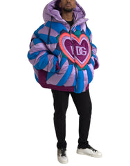 Dolce & Gabbana Multicolor Heart Logo Hooded Puffer Jacket -   -  Dolce & Gabbana.